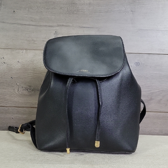 Ralph Lauren Handbags - Ralph Lauren Dryden Black Leather Backpack Tote Shoulder Bag